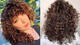 Perm curled brunette hair